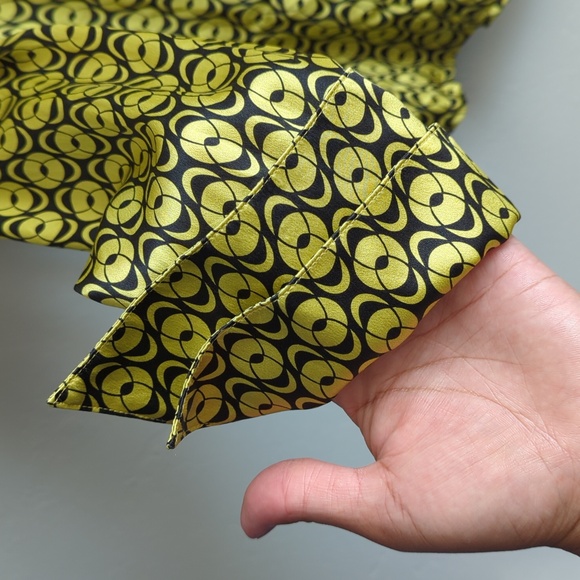 100% Silk Juliana Collezione Geometric Neon Print Tiered Collar & Cuffs Size 10 - Picture 6 of 10